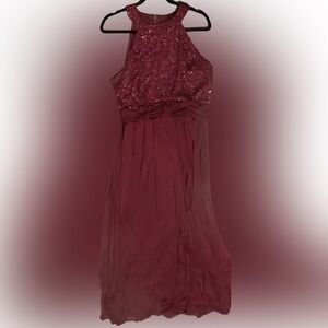 Elegant Burgundy Halter Dress